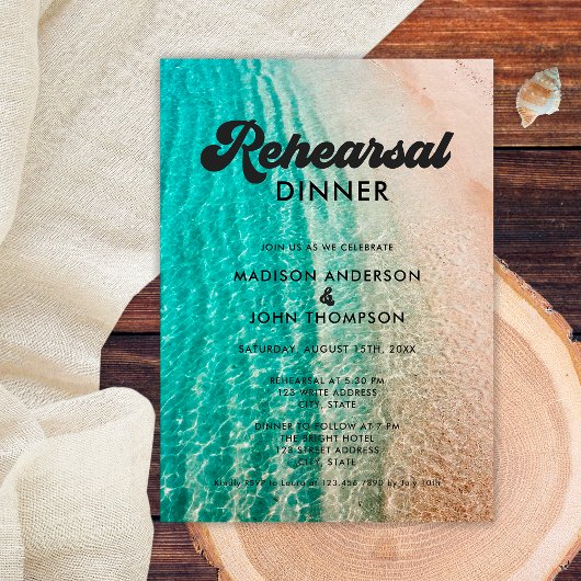 Zomer Groovy Cool Beach Bruiloft repetitie diner Kaart