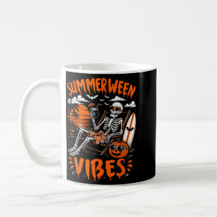 Zomer Halloween Sfeer Skelet Ontspannend Strand Koffiemok