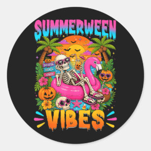 Zomer Halloween Sfeer Zomer Skelet Halloween Ronde Sticker
