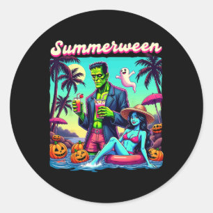 Zomer Halloween Zombie Frankenstein Boo Ghost Ronde Sticker