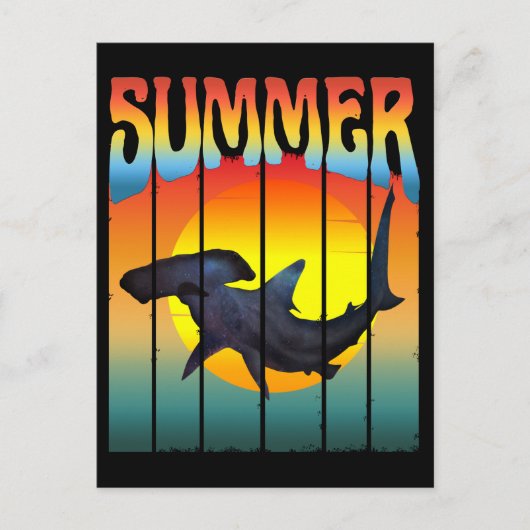 ZOMER HAMMERHEAD HAAI ZONSONDERGANG BRIEFKAART (Voorkant)