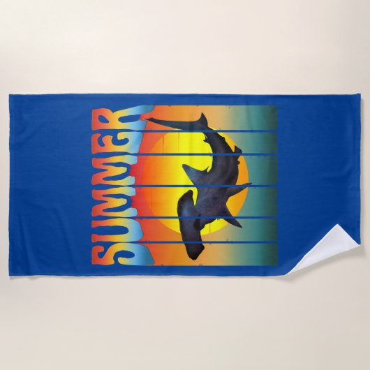 ZOMER HAMMERHEAD HAAI ZONSONDERGANG STRANDLAKEN (Voorkant)