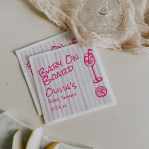 Zomer Hand Drawn Roze Baby aan boord van Baby show Servet