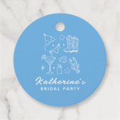 Zomer Handgetekende Blauwe Strand Bruiloft Feest Bedankjes Labels (Voorkant)