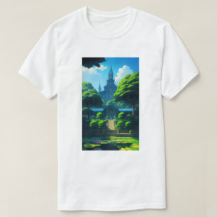 Zomer Happy Vibes Tempel en vijver Blue Sky T-shirt