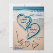 zomer harten strand oceaan blauw bruiloft kaart (Voorkant)