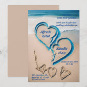 zomer harten strand oceaan blauw bruiloft kaart (Voorkant / Achterkant)