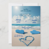 zomer harten strand oceaan blauw bruiloft kaart (Voorkant)