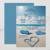 zomer harten strand oceaan blauw bruiloft kaart (Voorkant / Achterkant)
