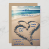 zomer harten strand oceaan blauw bruiloft kaart (Voorkant / Achterkant)