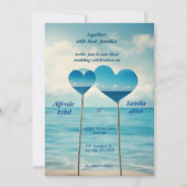 zomer harten strand oceaan blauw bruiloft kaart (Voorkant)