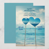 zomer harten strand oceaan blauw bruiloft kaart (Voorkant / Achterkant)