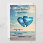 zomer harten strand oceaan blauw bruiloft kaart (Voorkant)