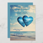 zomer harten strand oceaan blauw bruiloft kaart (Voorkant / Achterkant)
