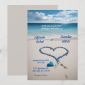 zomer harten strand oceaan blauw bruiloft kaart (Voorkant / Achterkant)