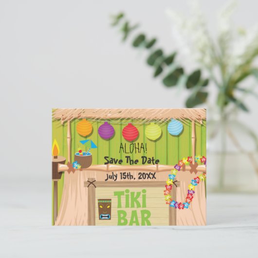 Zomer Hawaiiaanse Tiki-feest evenement postkaart Aankondigingskaart (Staand voorkant)