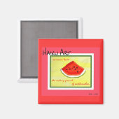 Zomer Heat Haiku Art Watermeloen Vierkante Magneet (Voorkant / Achterkant)