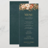Zomer Heks Teal Trouwmenu Bos Menu (Voorkant / Achterkant)