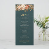 Zomer Heks Teal Trouwmenu Bos Menu (Staand voorkant)