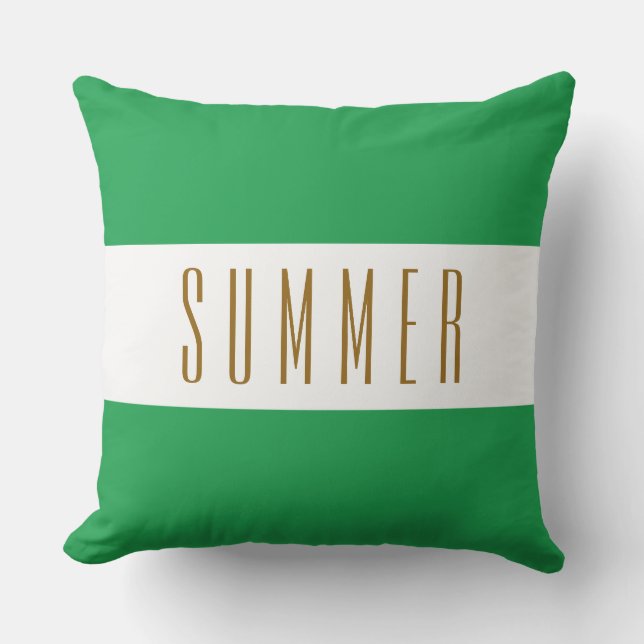 ZOMER Helder Geel Groen Wit Brede Strepen Buitenkussen (Voorkant)