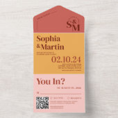 Zomer Helder Levendig Roze Geel Foto Bruiloft All In One Uitnodiging (Binnen)