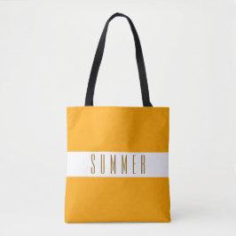 ZOMER Heldere Gouden Geel Sinaasappel Witte Strepe Tote Bag