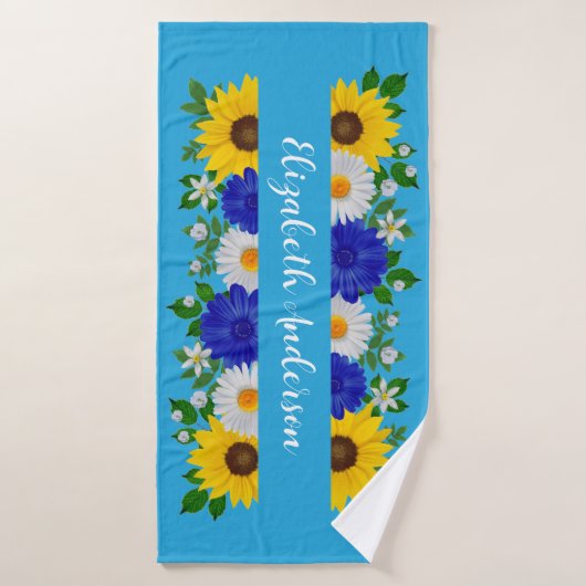 Zomer Hemelblauwe Bloemen Badhanddoek (Badhanddoek)