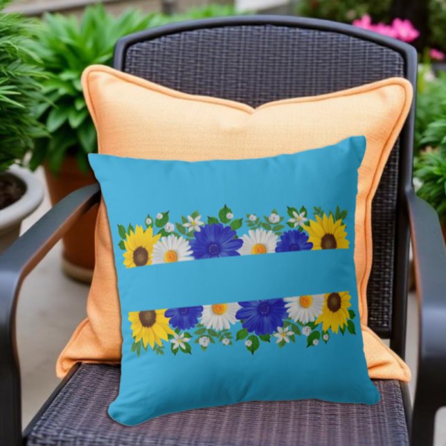 Zomer Hemelblauwe Bloemen Kussen (Creator heeft geüpload)