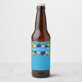 Zomer Hemelblauwe Bloemige Bruiloft Bier Etiket (Voorkant)