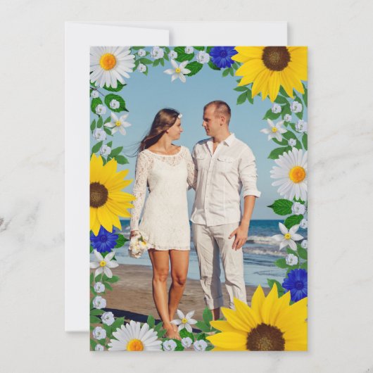 Zomer Hemelsblauw Bloemen Bruiloft Bedankkaart (Voorkant)