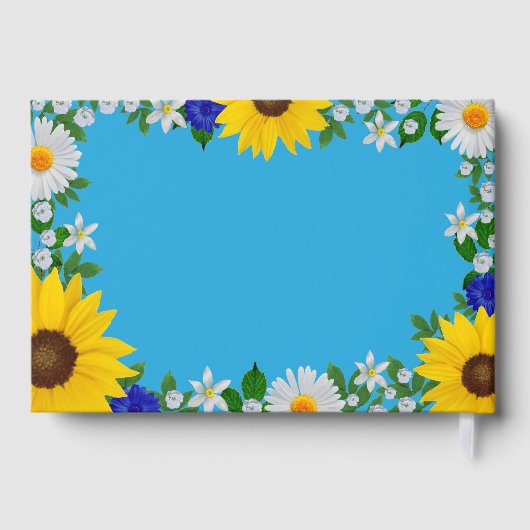 Zomer Hemelsblauw Bloemen Bruiloft Gastenboek (Achterkant)