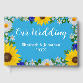 Zomer Hemelsblauw Bloemen Bruiloft Gastenboek (Voorkant)