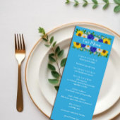 Zomer Hemelsblauw Bloemen Bruiloft Menu