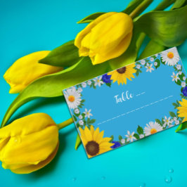 Zomer Hemelsblauw Bloemen Bruiloft Plaatskaartje