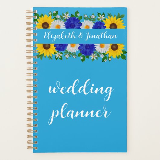 Zomer Hemelsblauw Bloemen Bruiloft Planner (Voorkant)