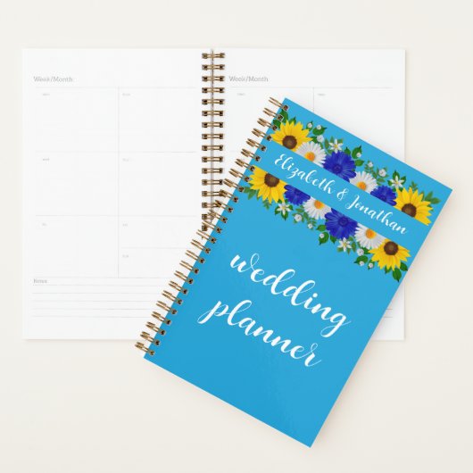 Zomer Hemelsblauw Bloemen Bruiloft Planner (Display)