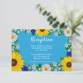 Zomer Hemelsblauw Bloemen Bruiloft Receptie Informatiekaartje (Staand voorkant)