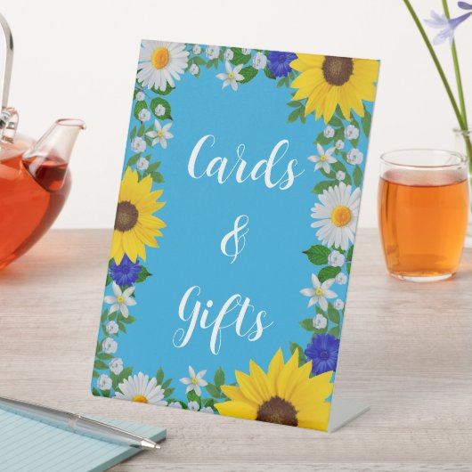 Zomer Hemelsblauw Bloemen Bruiloft Reclamebord Met Voetstuk (Insitu)