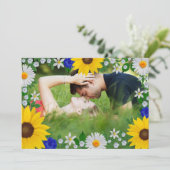 Zomer Hemelsblauw Bloemen Bruiloft Save The Date (Staand voorkant)