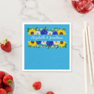 Zomer Hemelsblauw Bloemen Bruiloft Servet