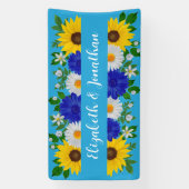 Zomer Hemelsblauw Bloemen Bruiloft Spandoek (Verticaal)