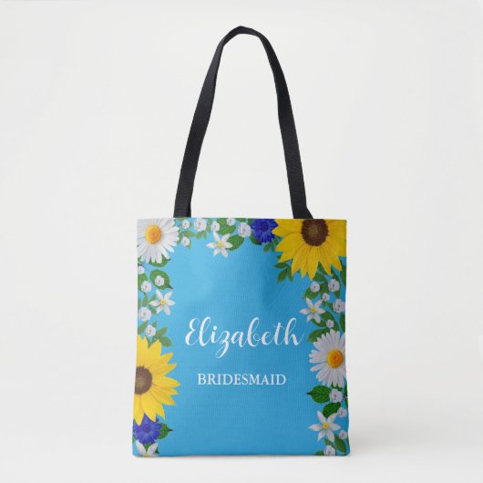 Zomer Hemelsblauw Bloemen Bruiloft Tote Bag (Voorkant)