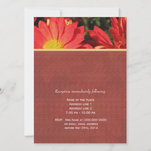 Zomer, herfst oranje dagbloem Christelijke bruilof Kaart (Achterkant)