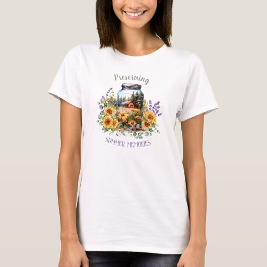 Zomer Herinneringen Zonnebloemen Lavendel T-shirt (Voorkant)