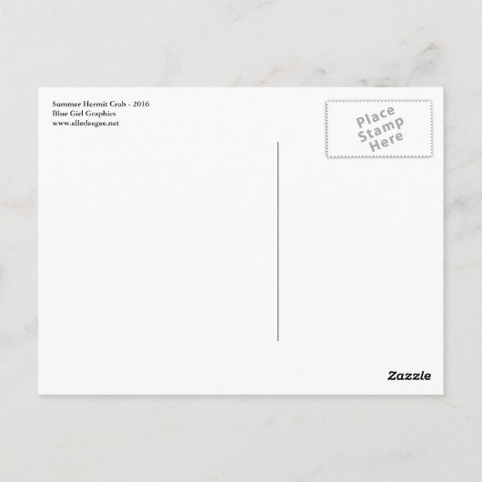 Zomer Hermit Krab Briefkaart (Achterkant)