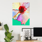 Zomer hibiscus bloemen poster (Thuiskantoor)