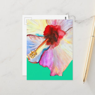 Zomer hibiscus watercolor kunst briefkaart
