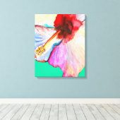 Zomer hibiscus watercolor kunst canvas afdruk (Insitu (Houten vloer))