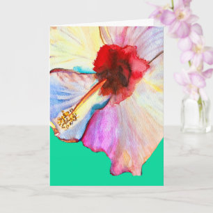 Zomer hibiscus watercolor kunst kaart