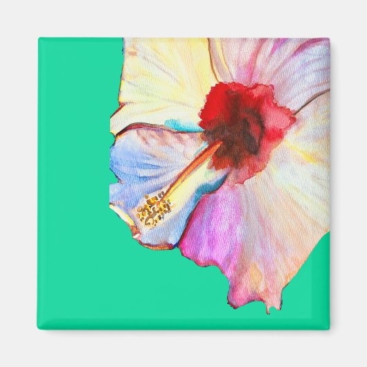 Zomer hibiscus watercolor kunst magneet (Voorkant)